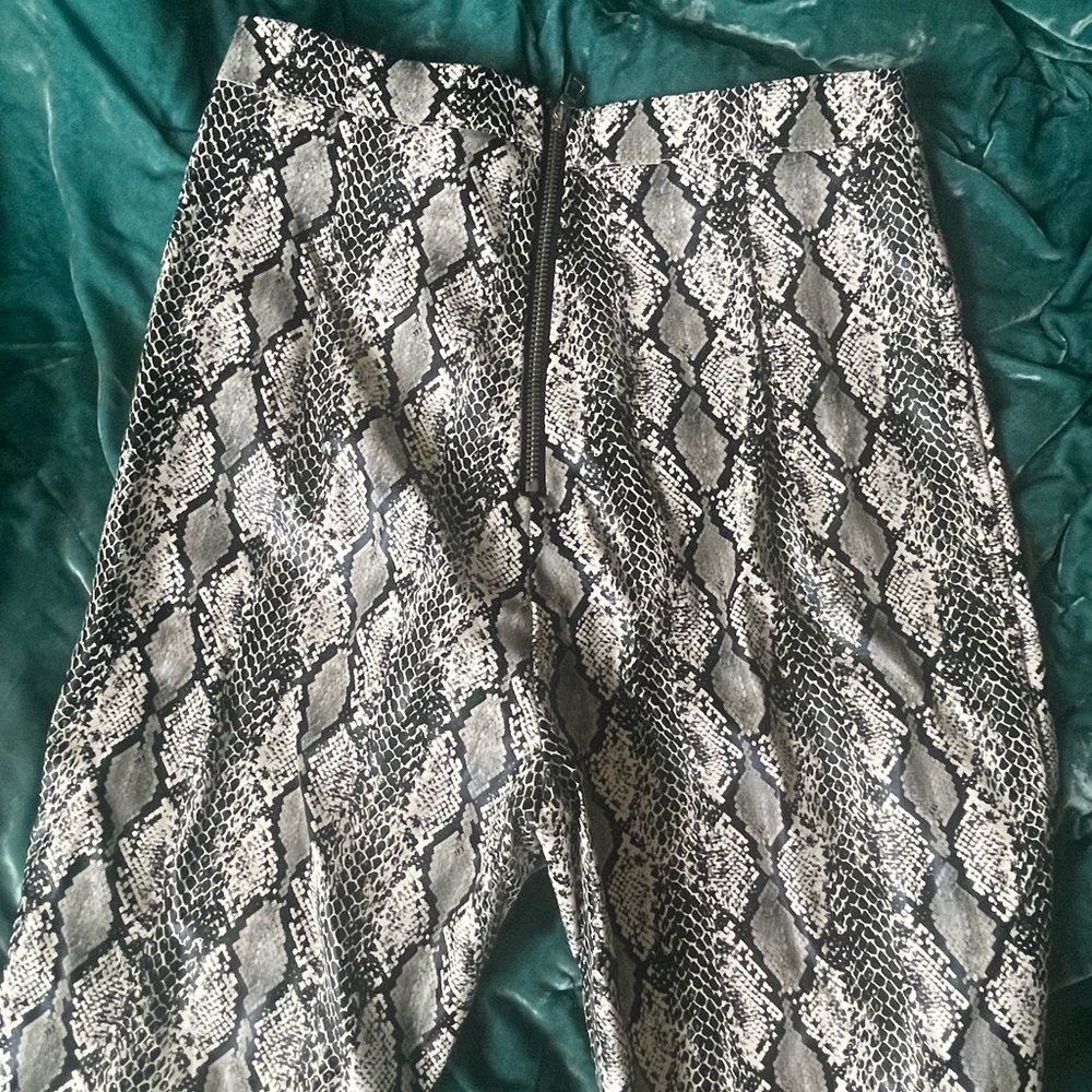 Faux leather snake skin pants